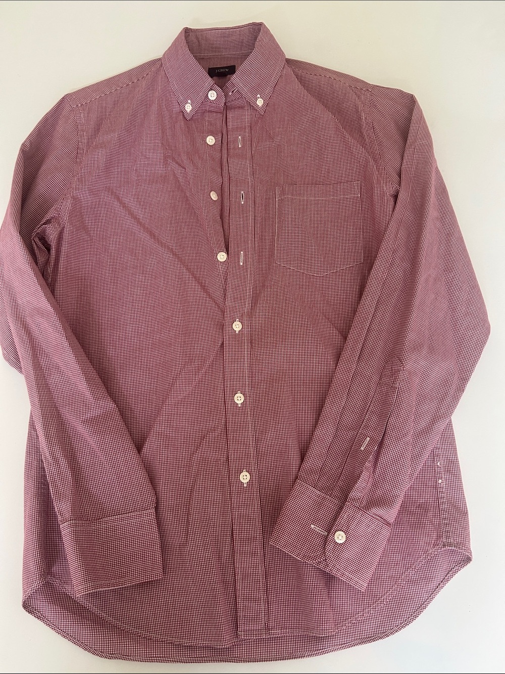J. Crew Burgundy Micro-Check Button-Down Shirt men’s